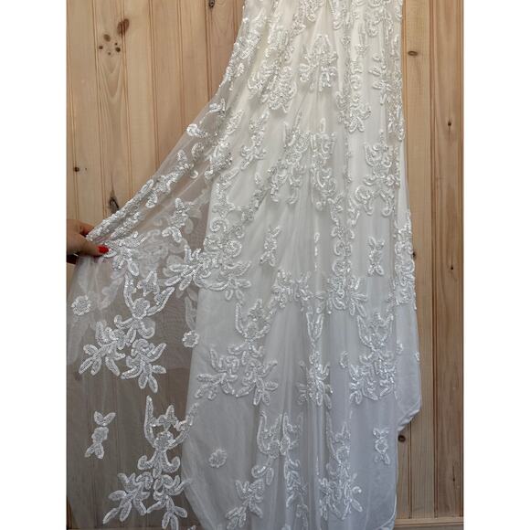 NWT Lulus Everlasting Passion White Sequin Beaded Backless Maxi Dress Bride Sz L - Picture 8 of 11
